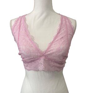 Savage X Fenty Pink Lace Bralette W/ Adjustable Straps & Scalloped Edges Size XL